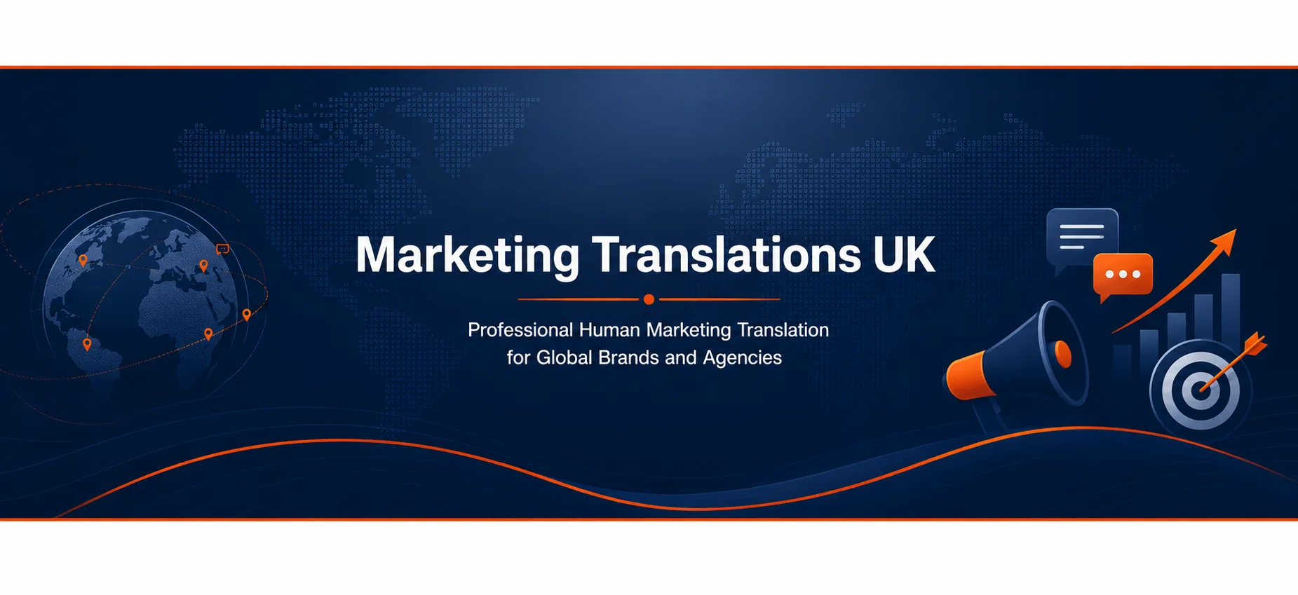 Marketing translation background with digital marketing and global communication concept
